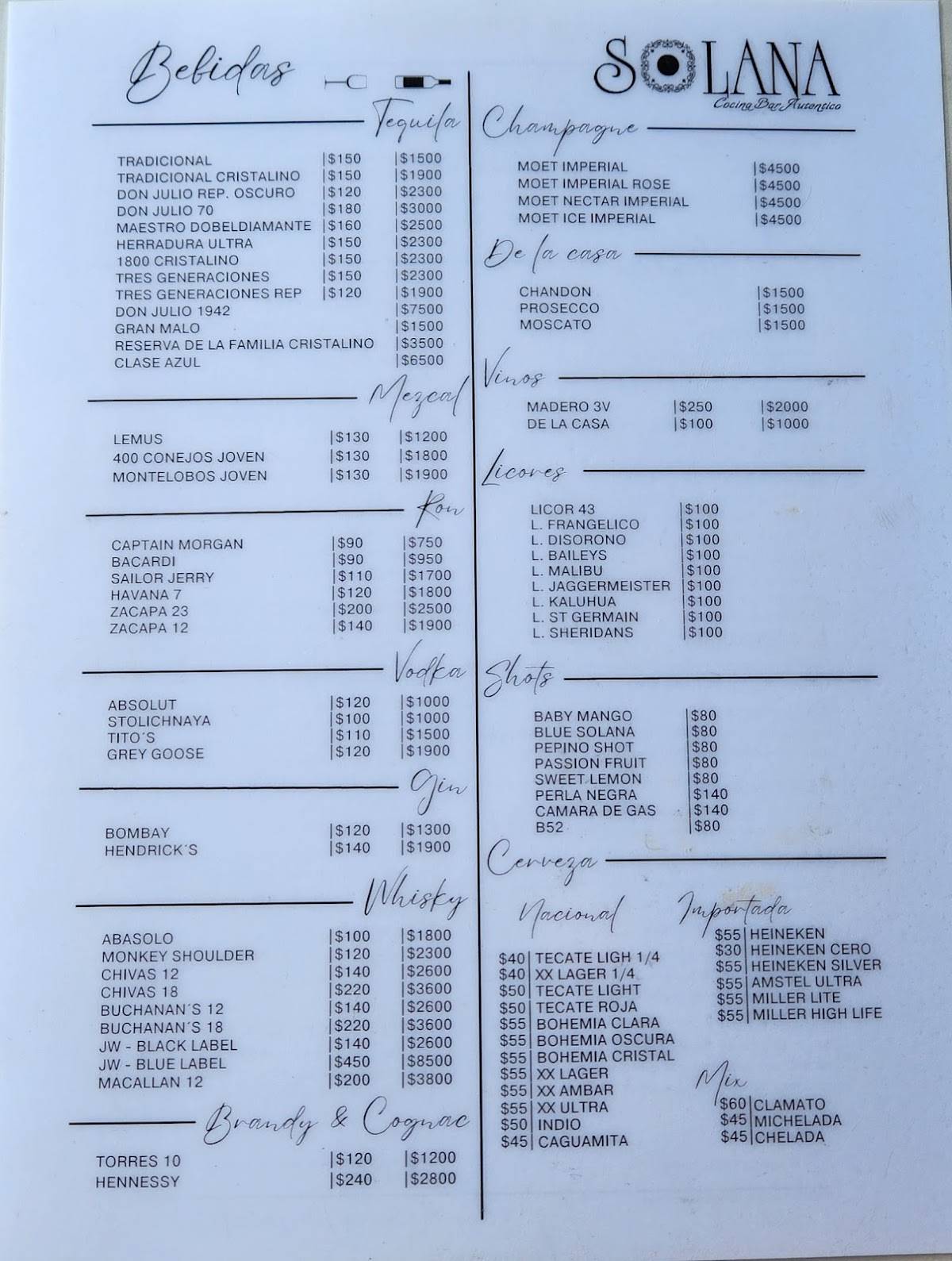 Menu at Restaurante Solana Nuevo Laredo, Nuevo Laredo