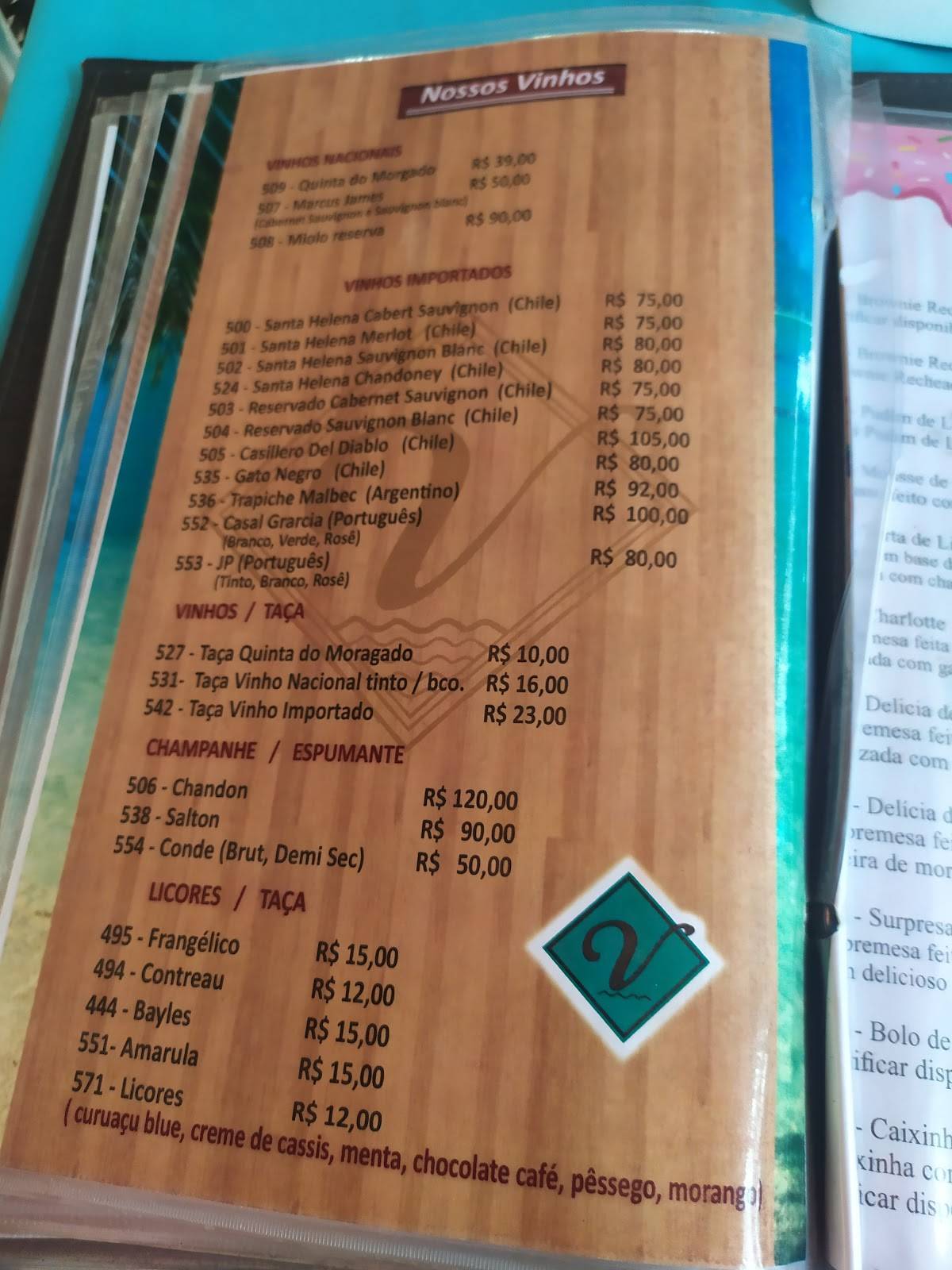 Restaurante Varandas do Cumbuco cardápio