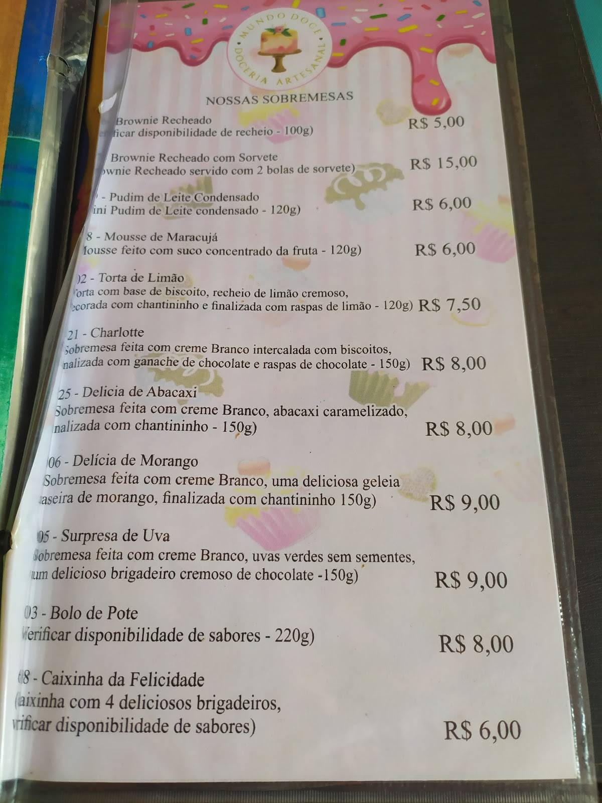 Restaurante Varandas do Cumbuco cardápio
