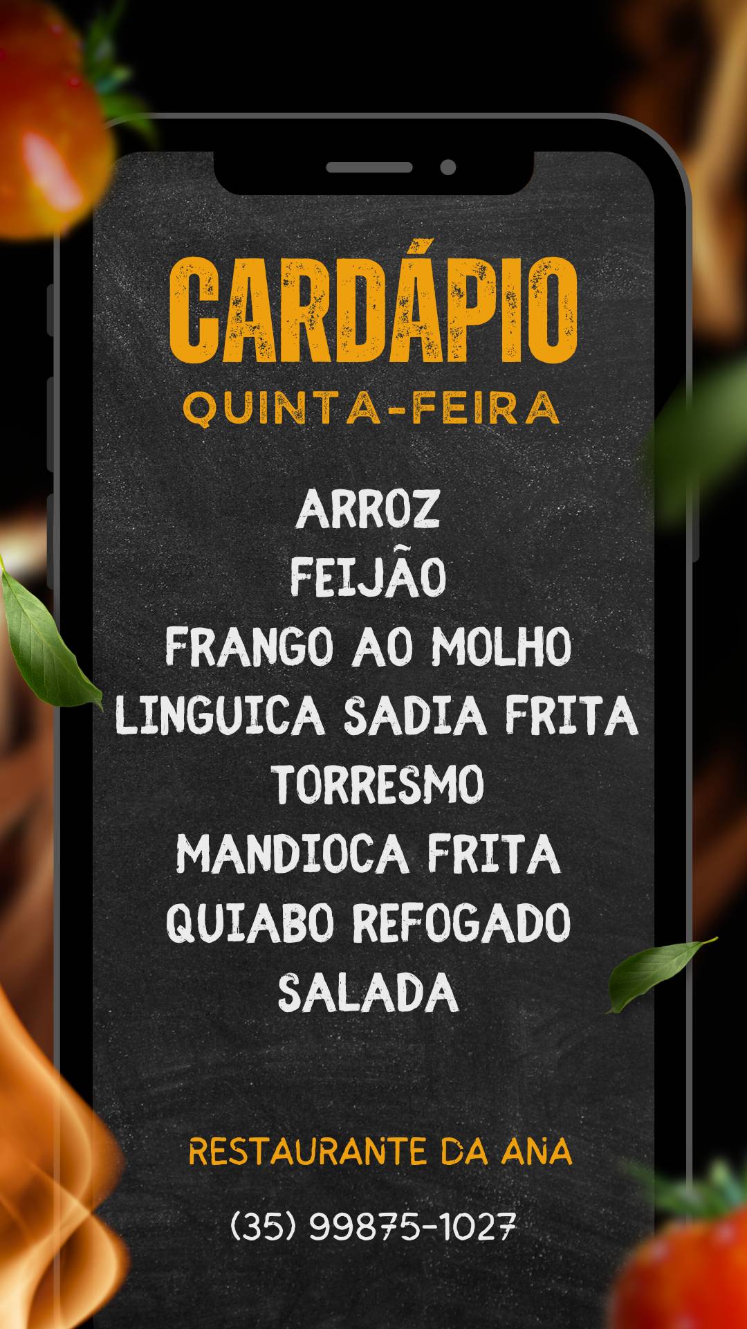 Restaurante da Ana cardápio
