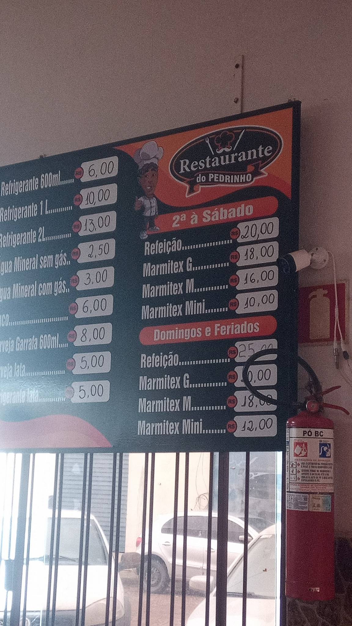 Restaurante do Pedrinho cardápio