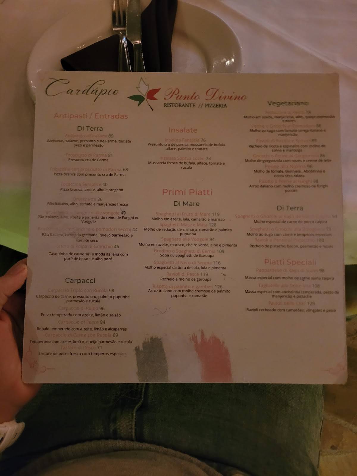 Restaurante e Pizzaria Punto Divino cardápio