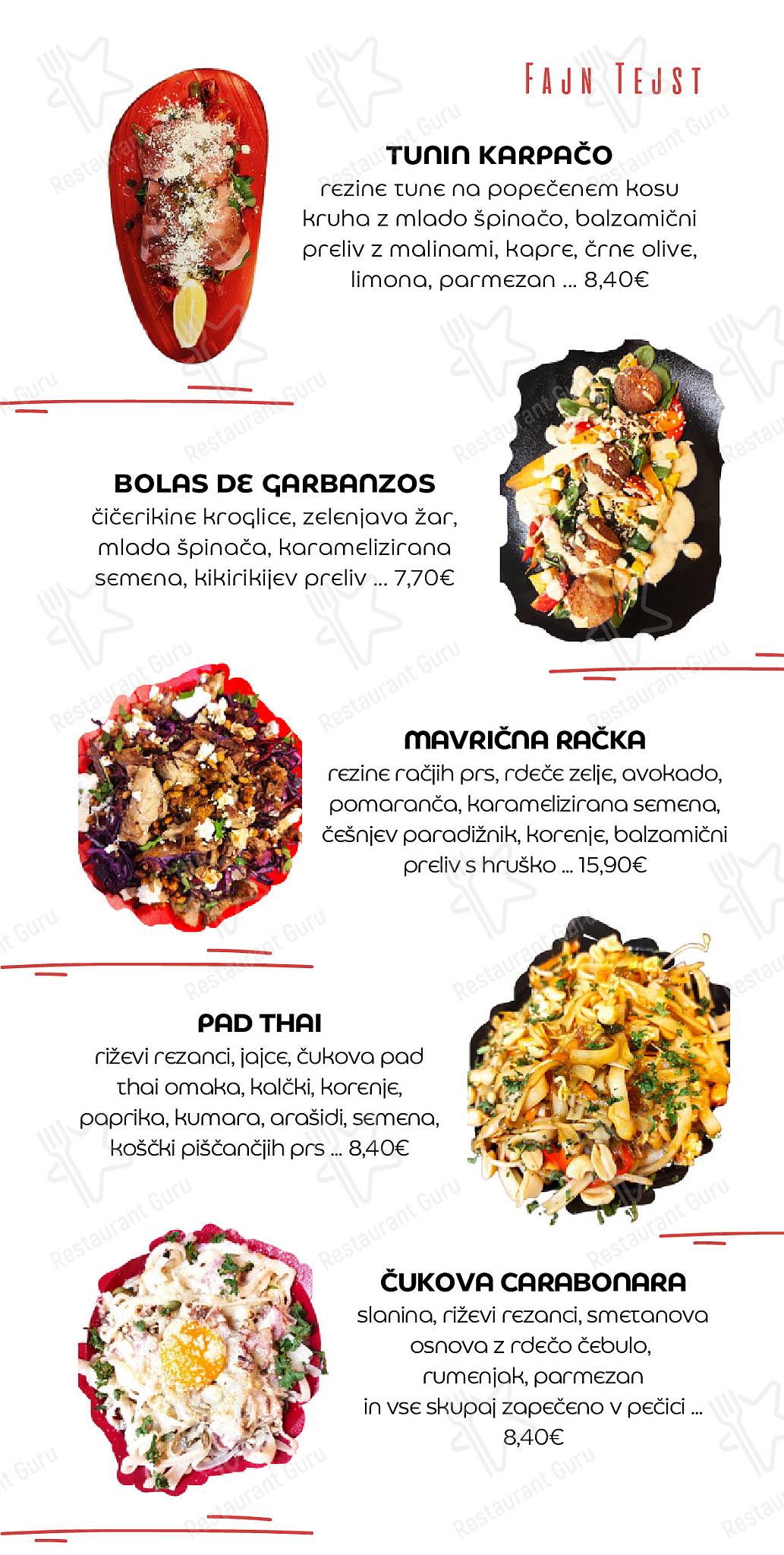 Menu di Restavracija Dobri Čuk 