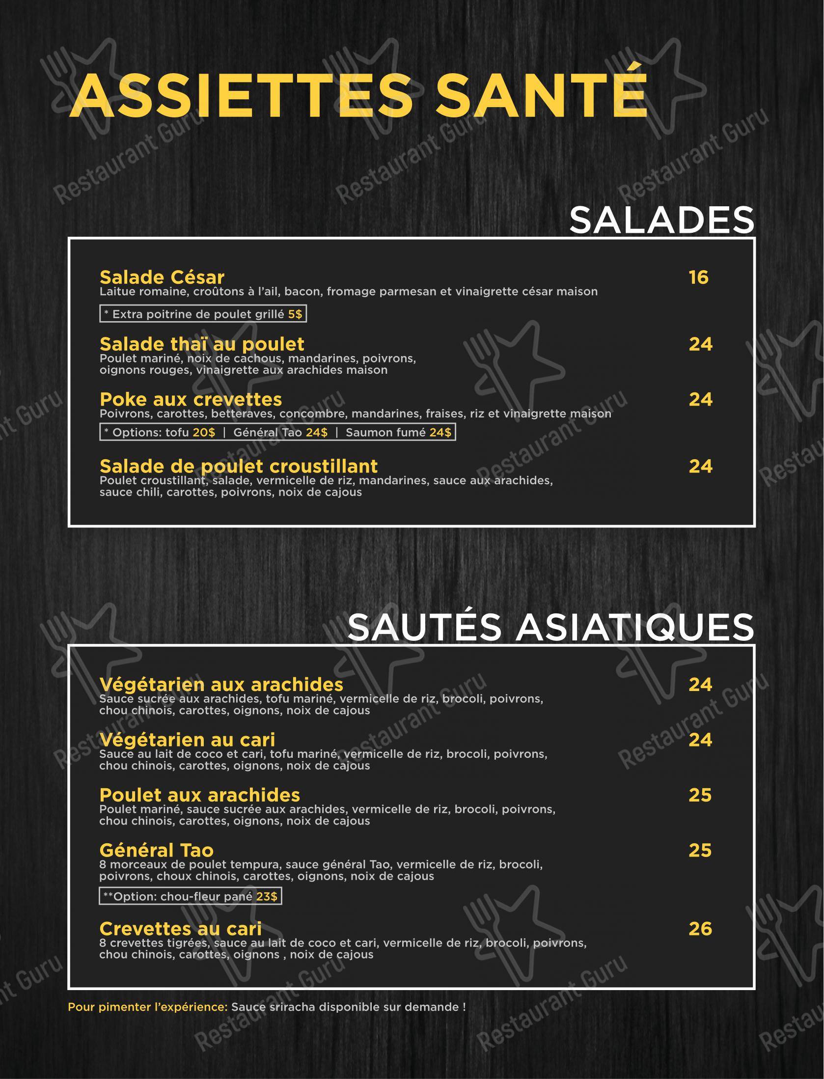 Menu bar pour Resto-Pub Le Saint-Pascal dans Saint-Pascal