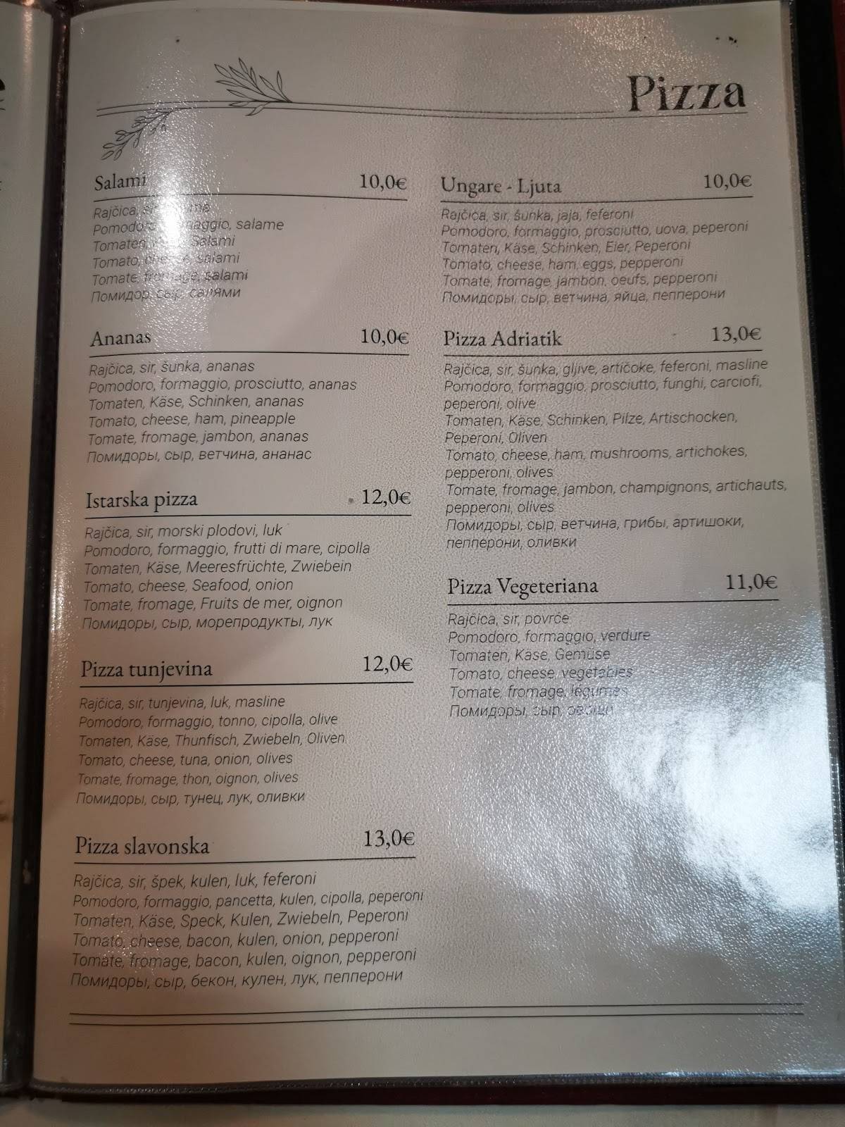 Menu di Restoran Adriatik 