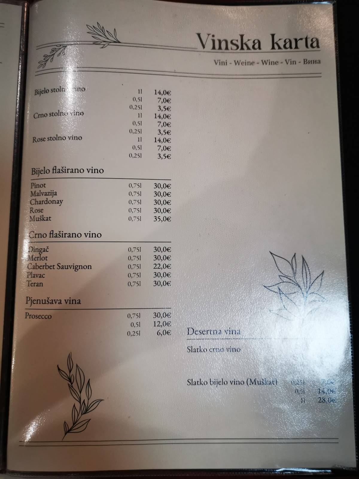 Menu di Restoran Adriatik 