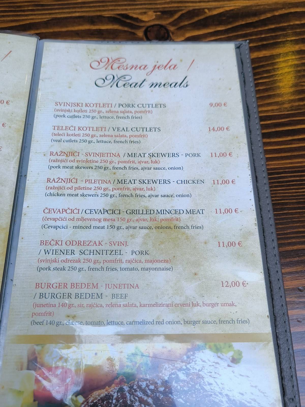 Menu di Restoran Bedem 