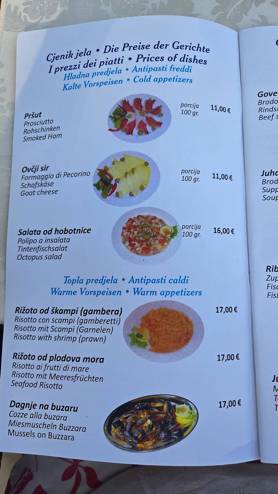 Menu di Restoran Ježevac 