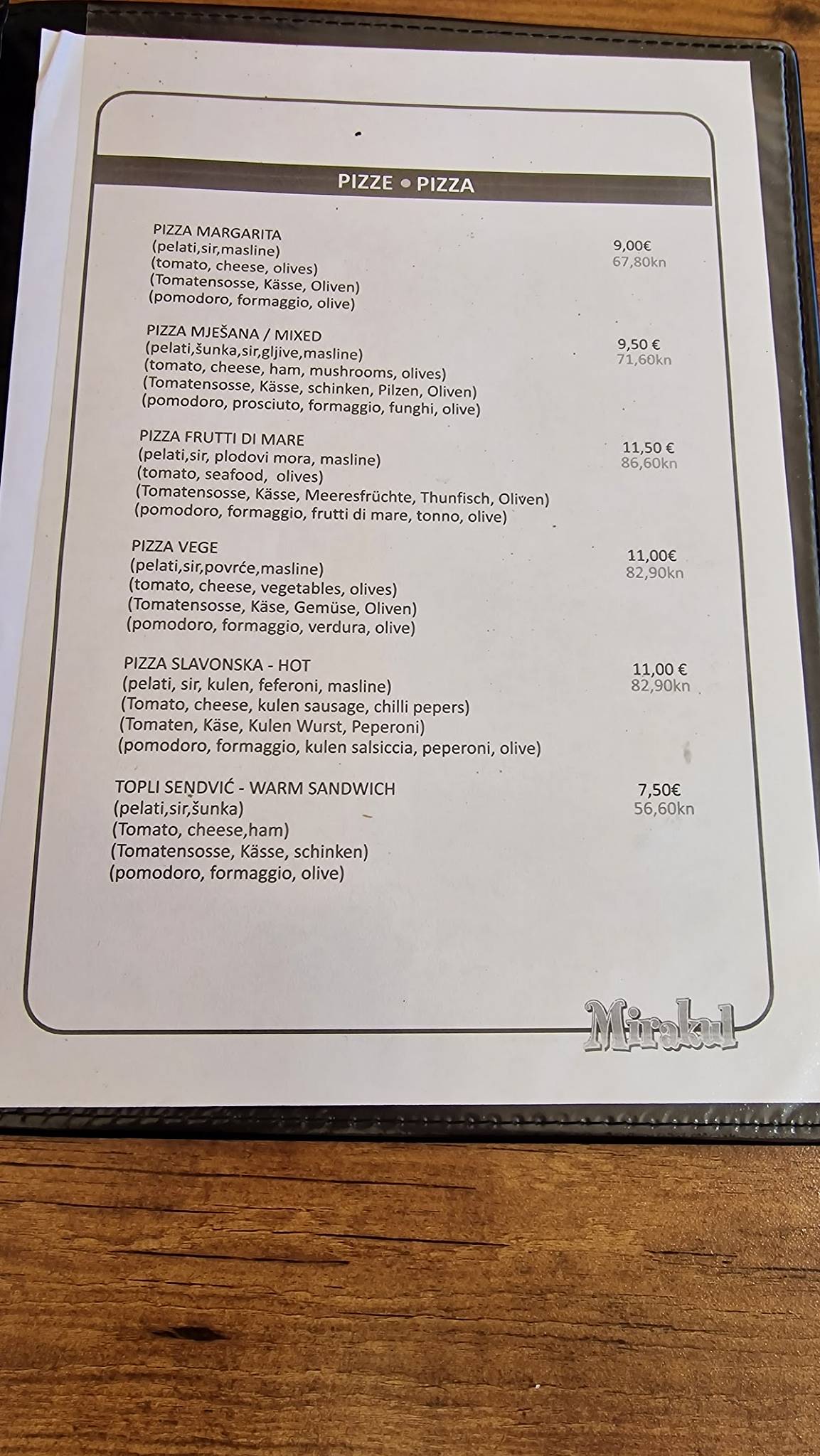 Menu di Restoran "Mirakul" 