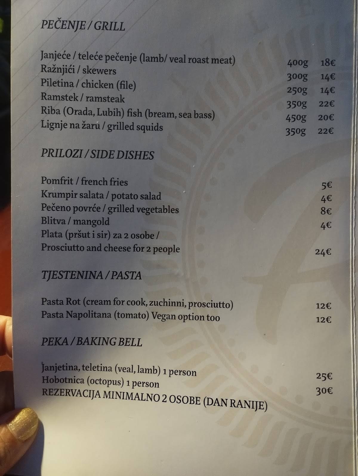 Menu di Restoran Rot Ivan Dolac 