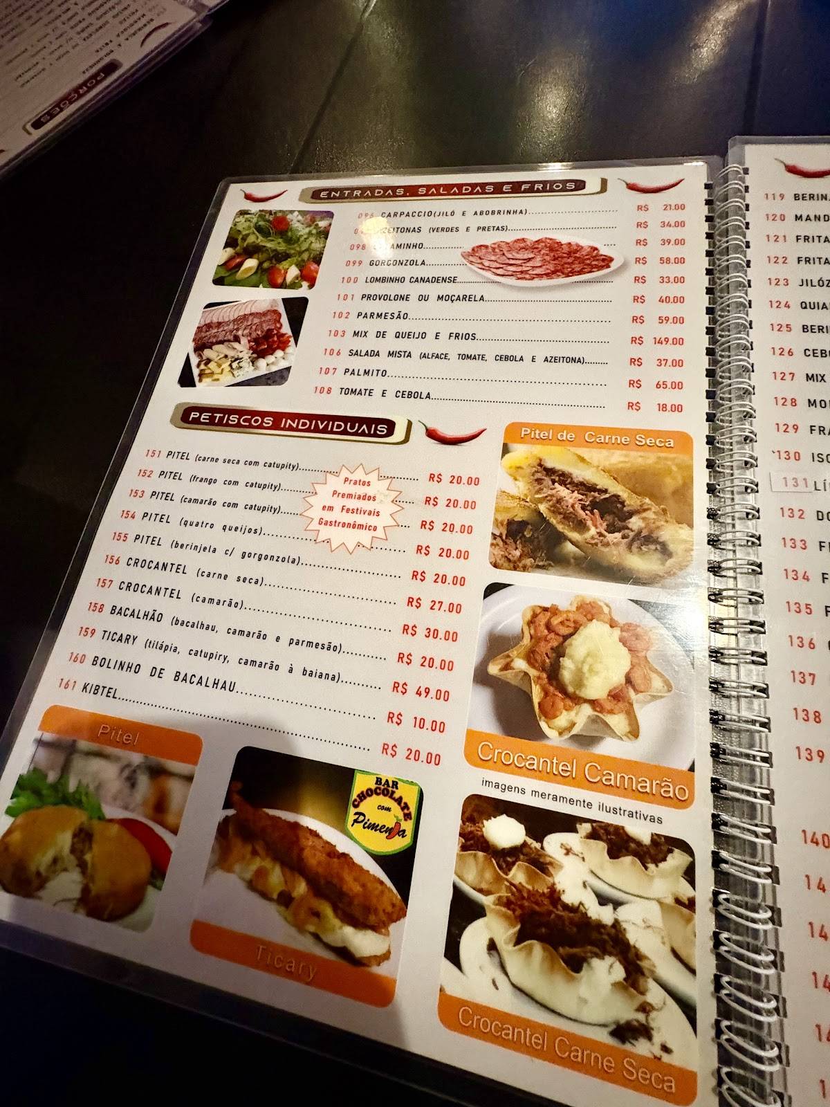 Bar Chocolate com Pimenta cardápio