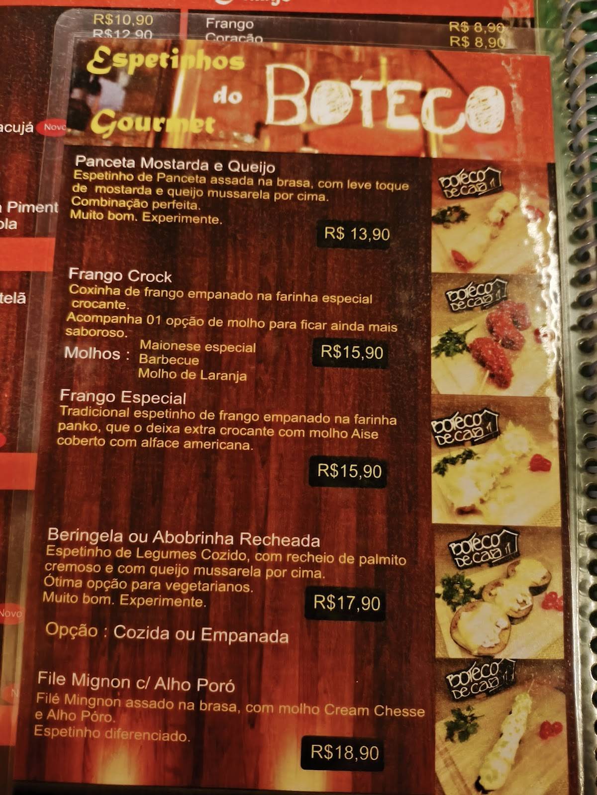 Boteco de Casa cardápio