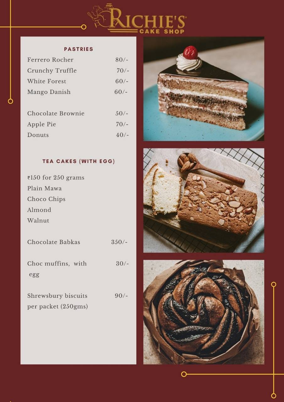 Richie's Cake Shop menu