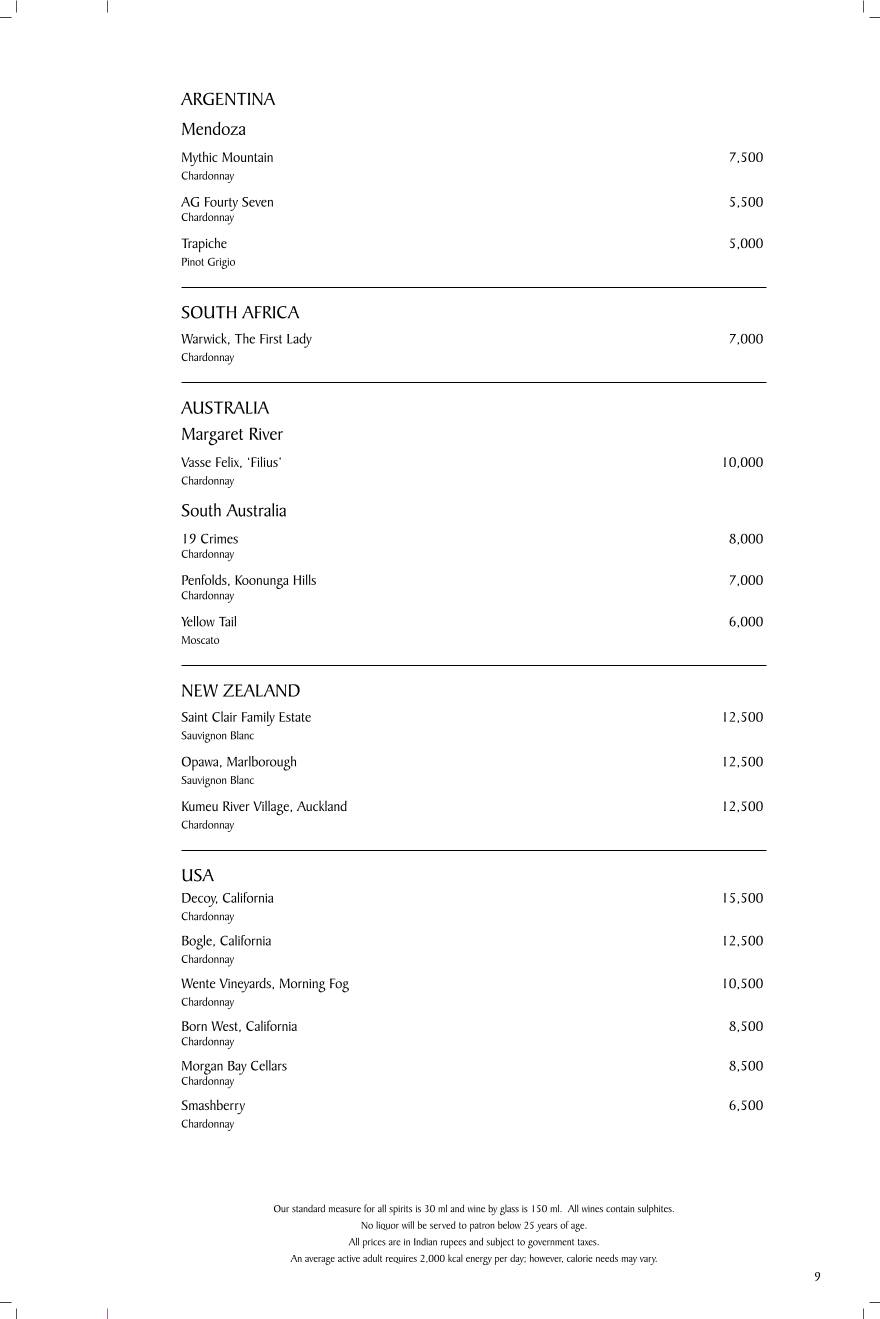 Rick's menu