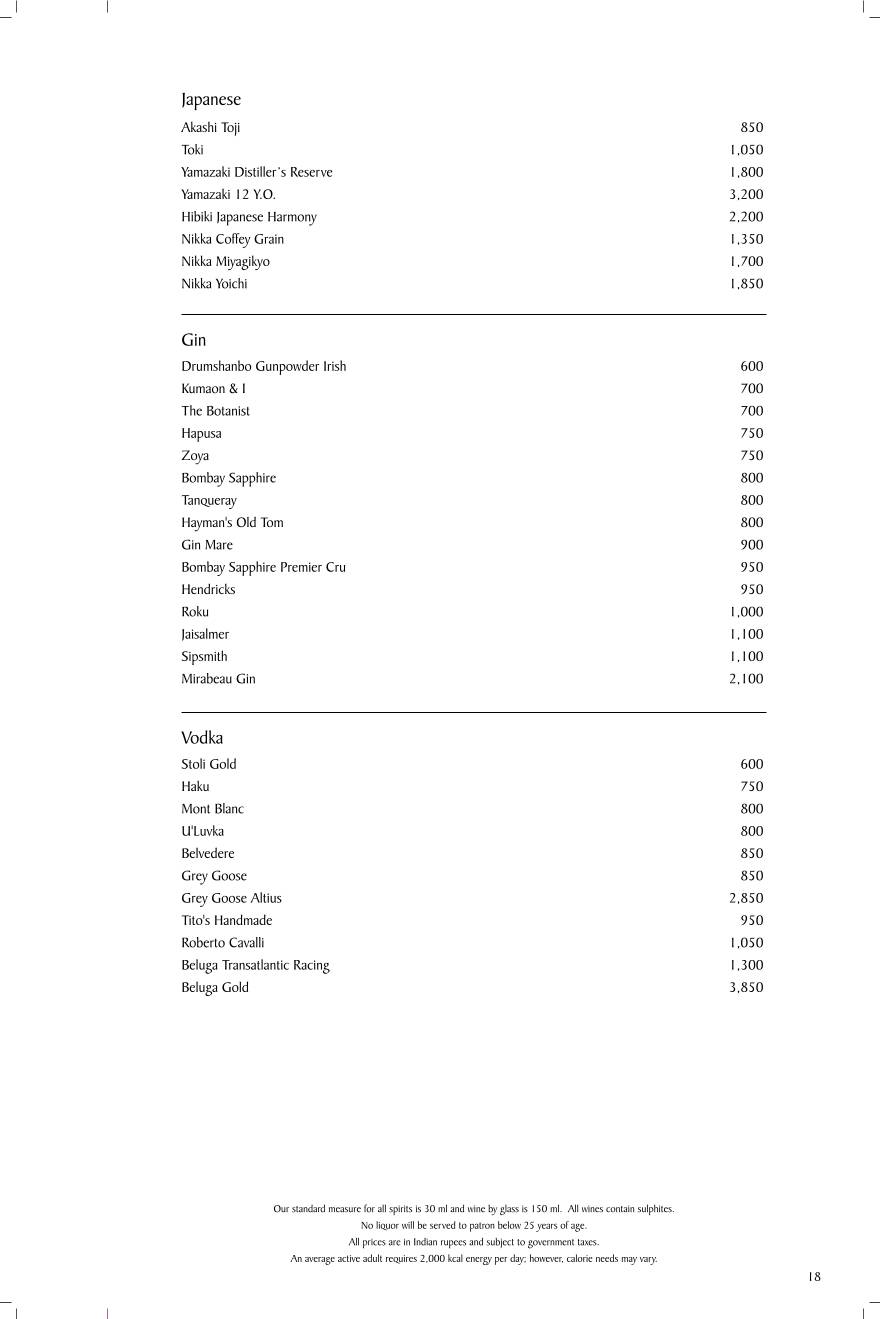 Rick's menu