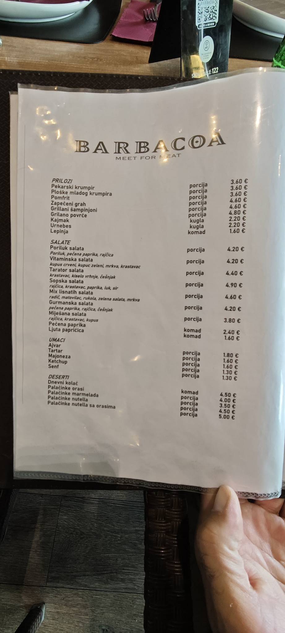Menu di Barbacoa 