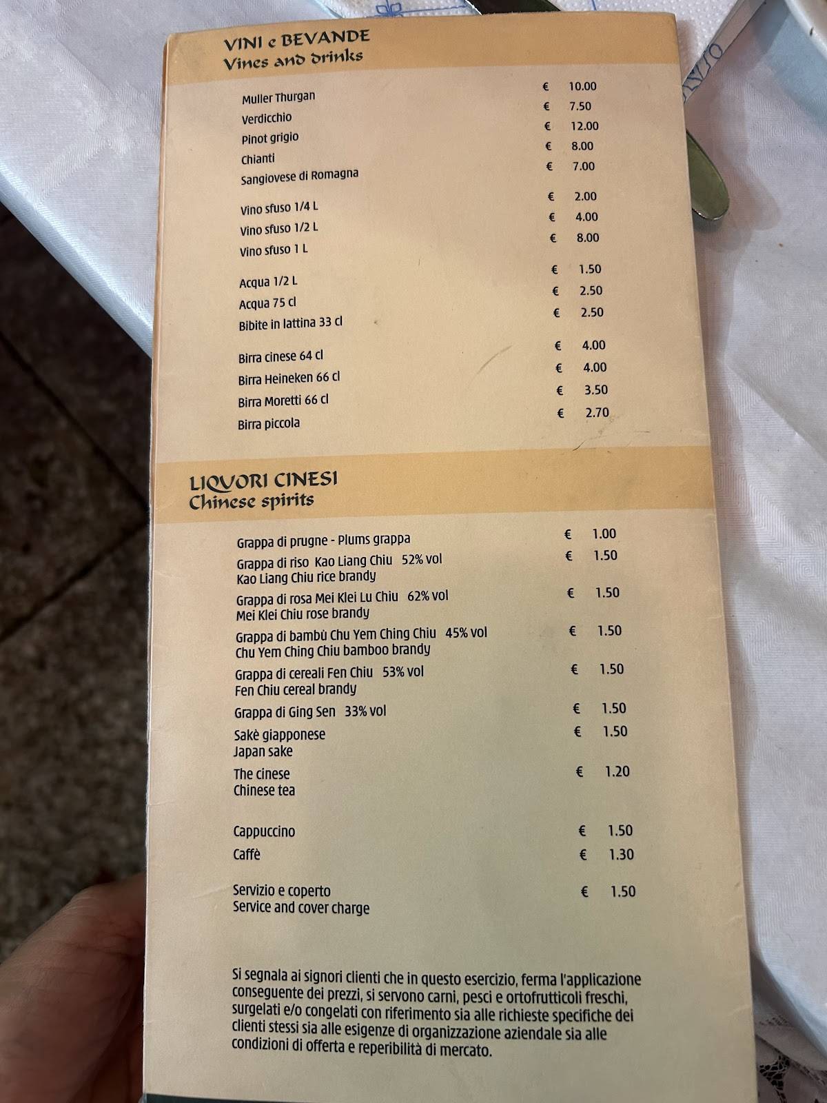 Menu di Fior di Loto 