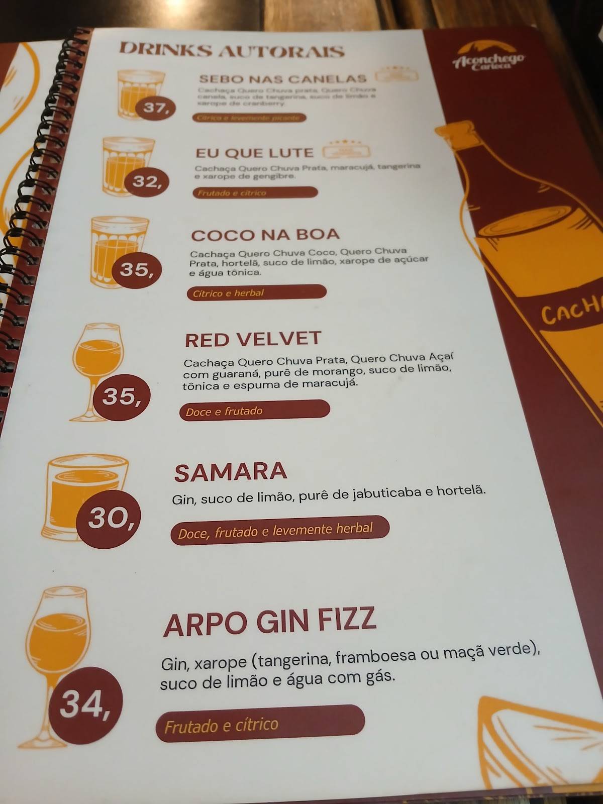 Aconchego Carioca cardápio