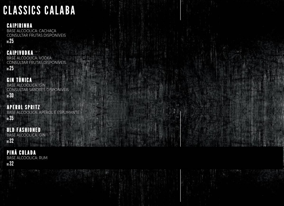 Calabouço Heavy & Rock Bar cardápio