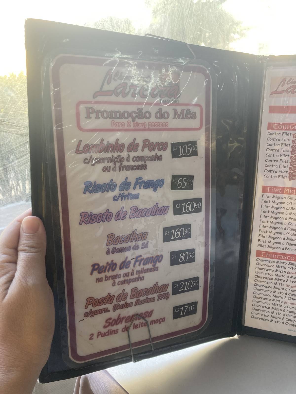 Churrasqueto Lareira cardápio