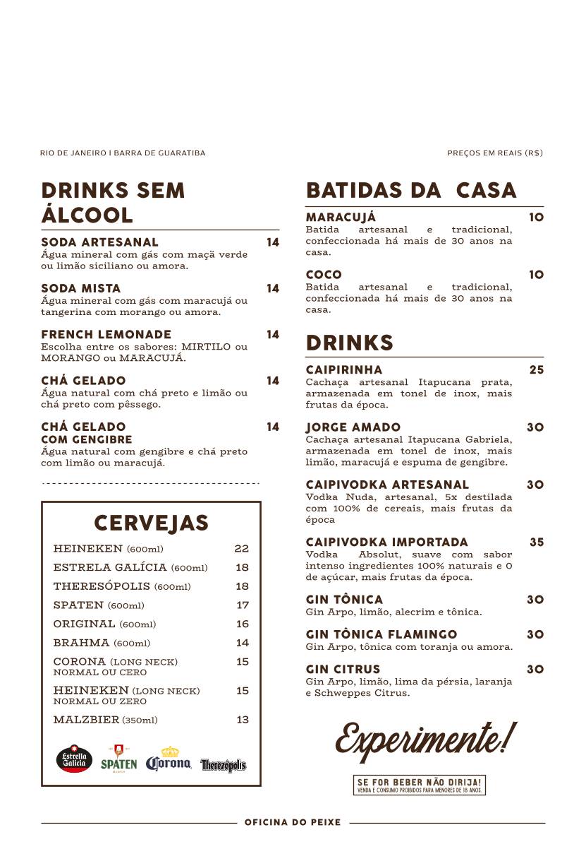 Restaurante Oficina do Peixe cardápio