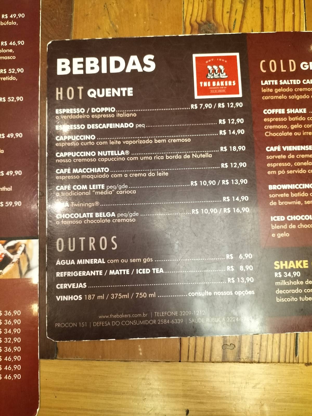 The Bakers cardápio