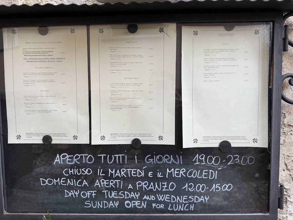 Menu di Ristorante Casa Della Rocca 