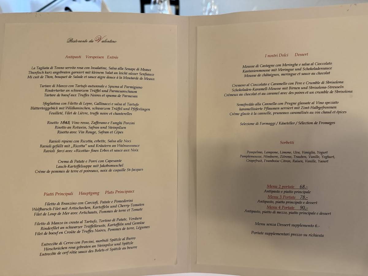 Menu di Ristorante Da Valentino 