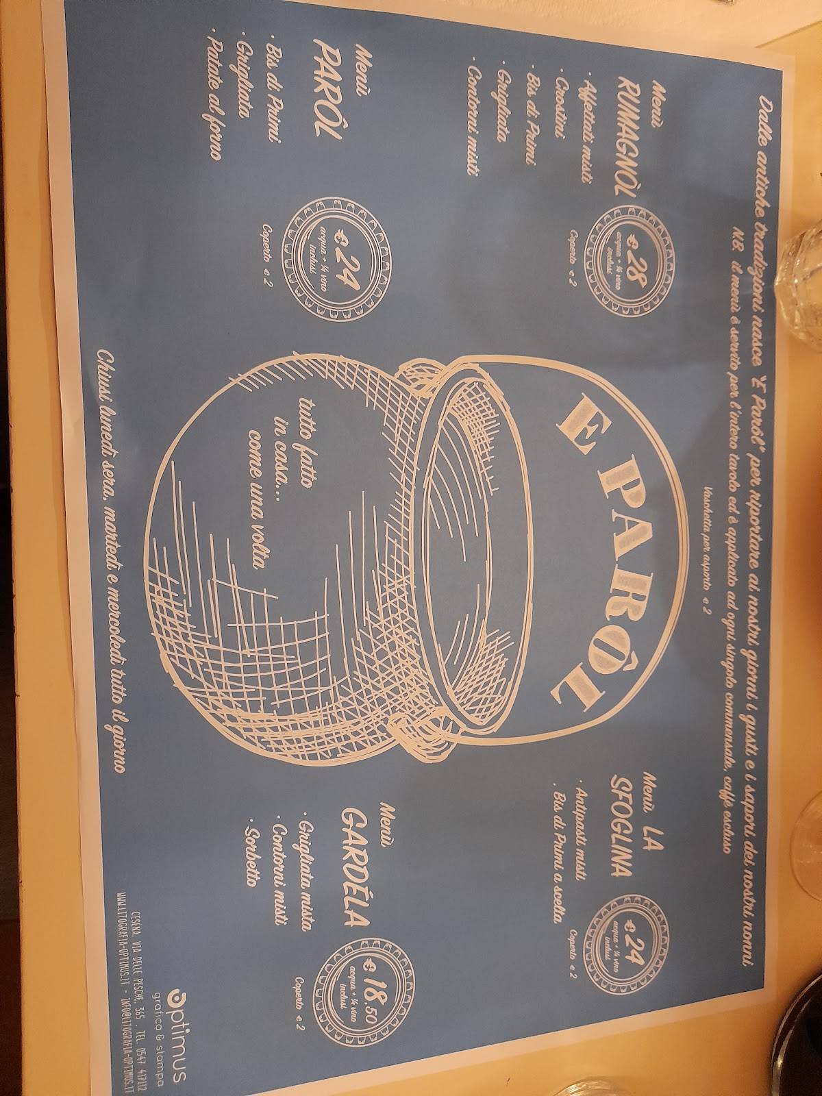 Menu di Ristorante E Parôl...trattoria 