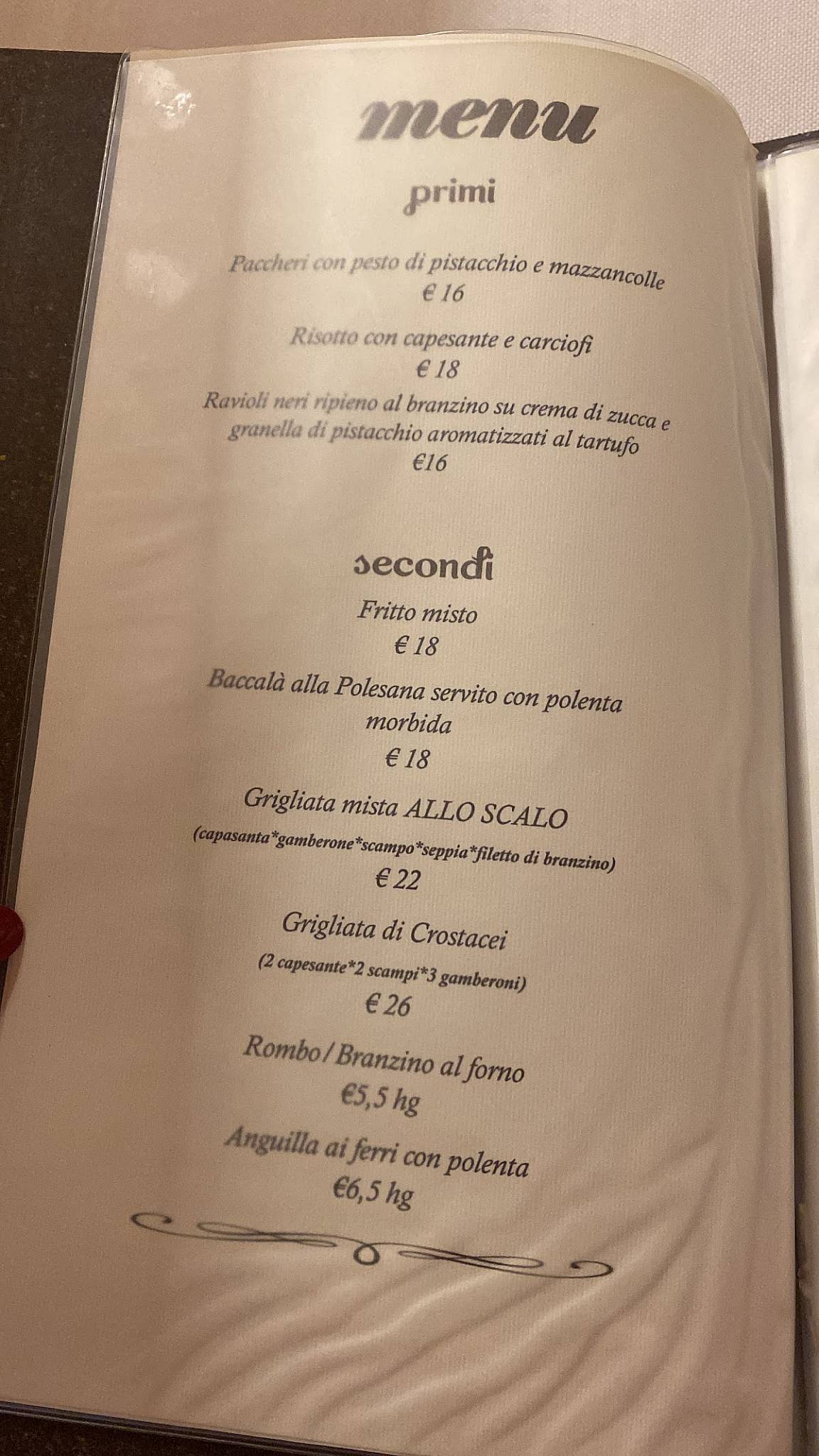 Menu di Ristorante Enoteca Allo Scalo 