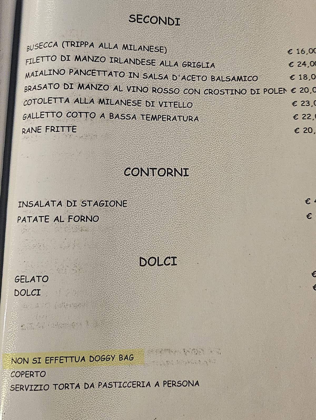 Menu di Ristorante I Malnat 