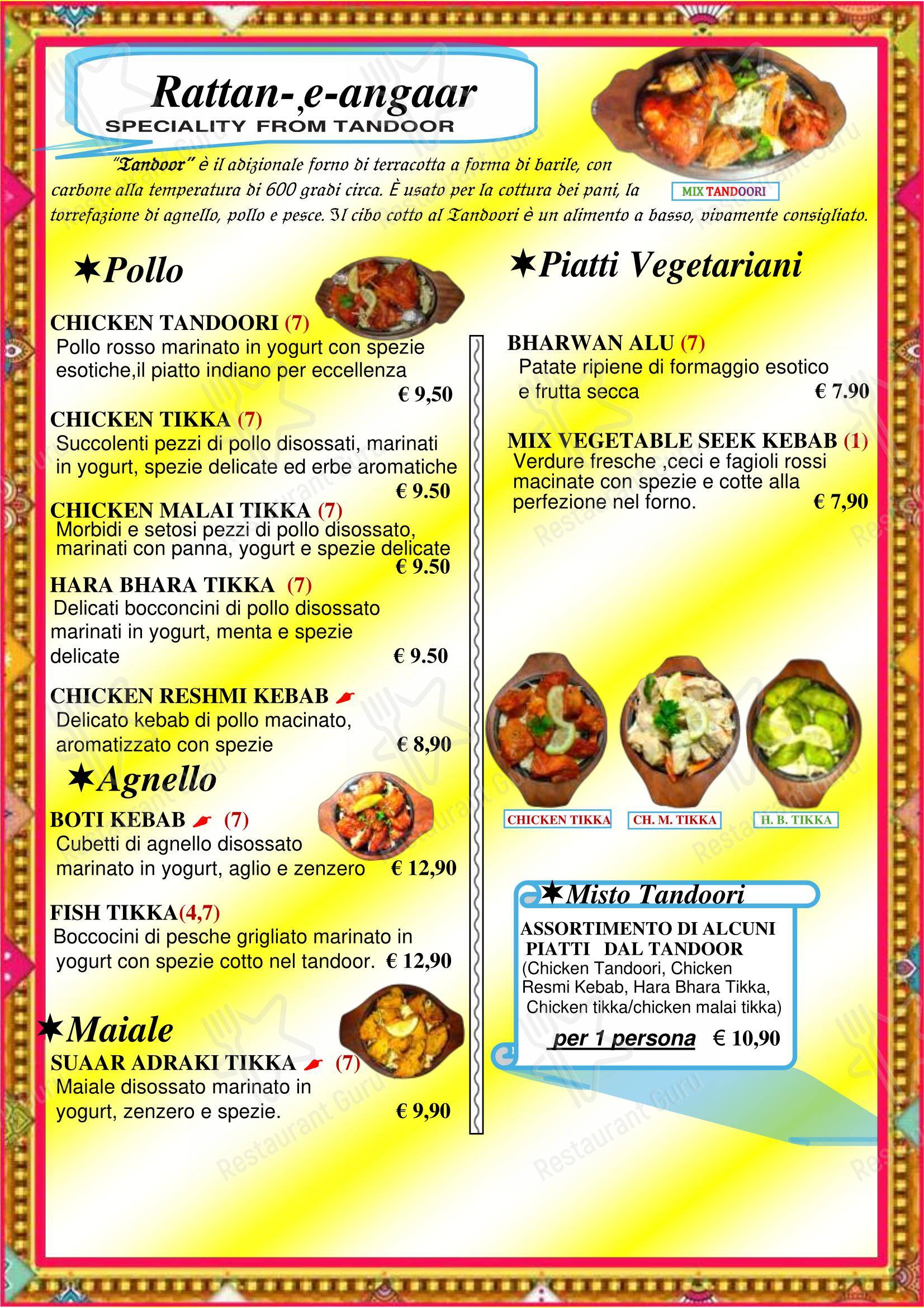 Menu per INDIA ristorante