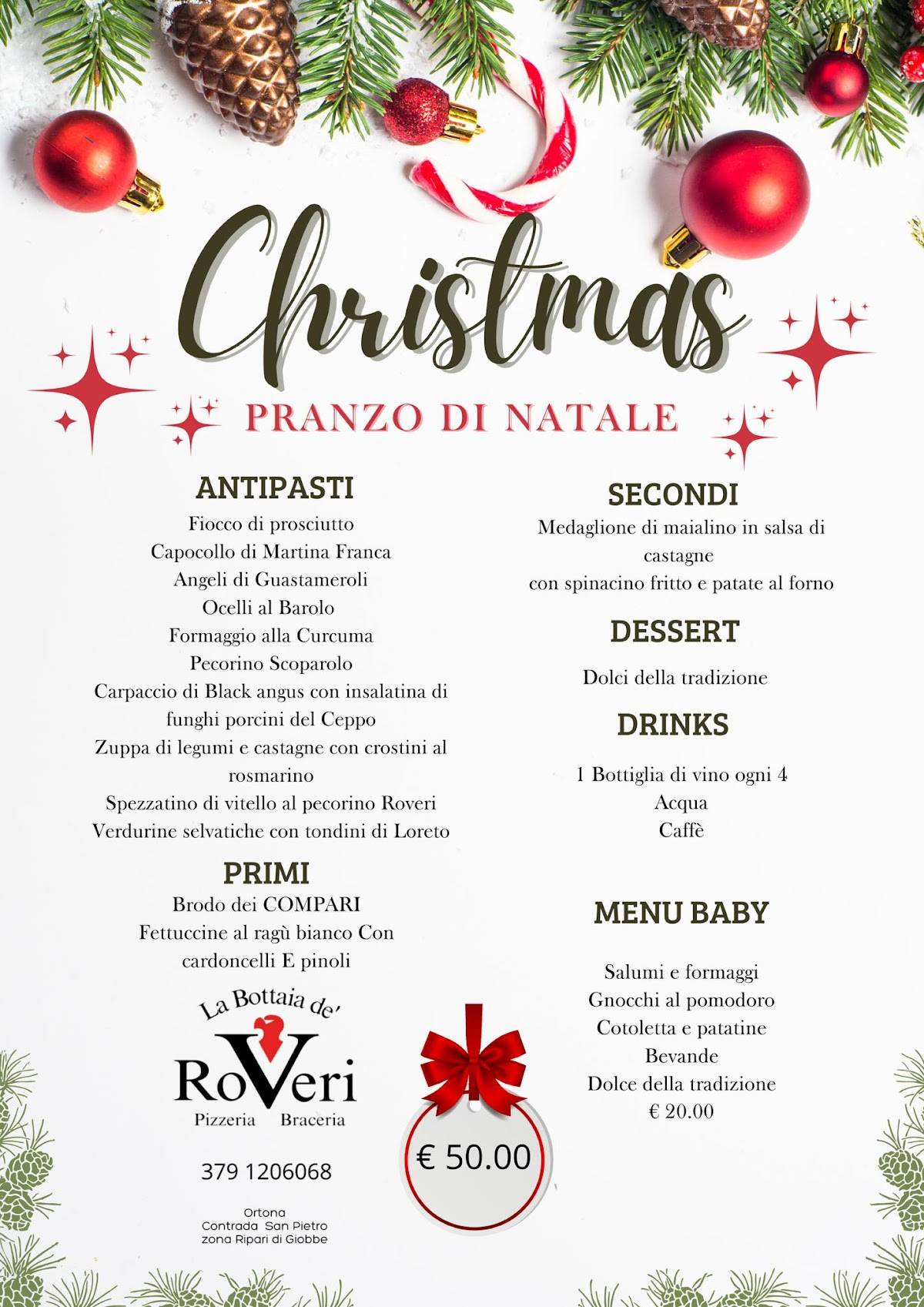 Menu di Ristorante La Bottaia dè Roveri 