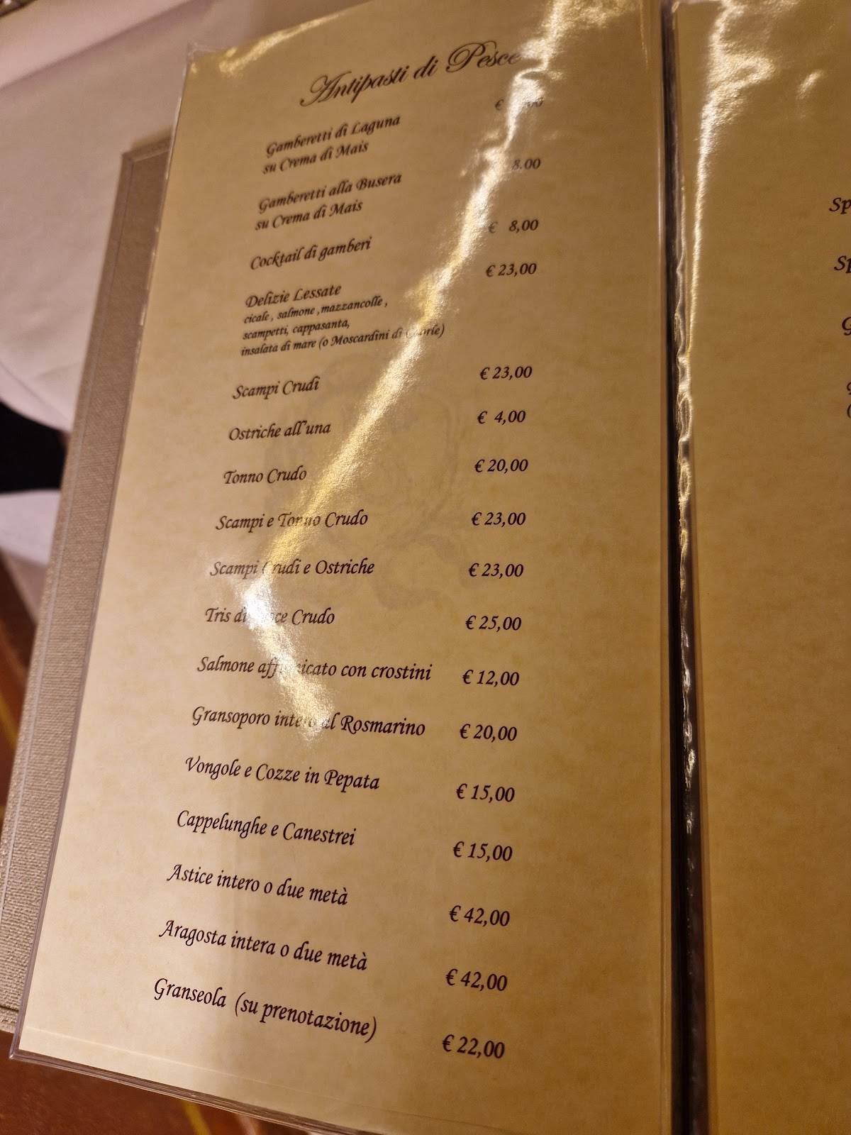 Menu di Ristorante La Cicala Villa Ferro 