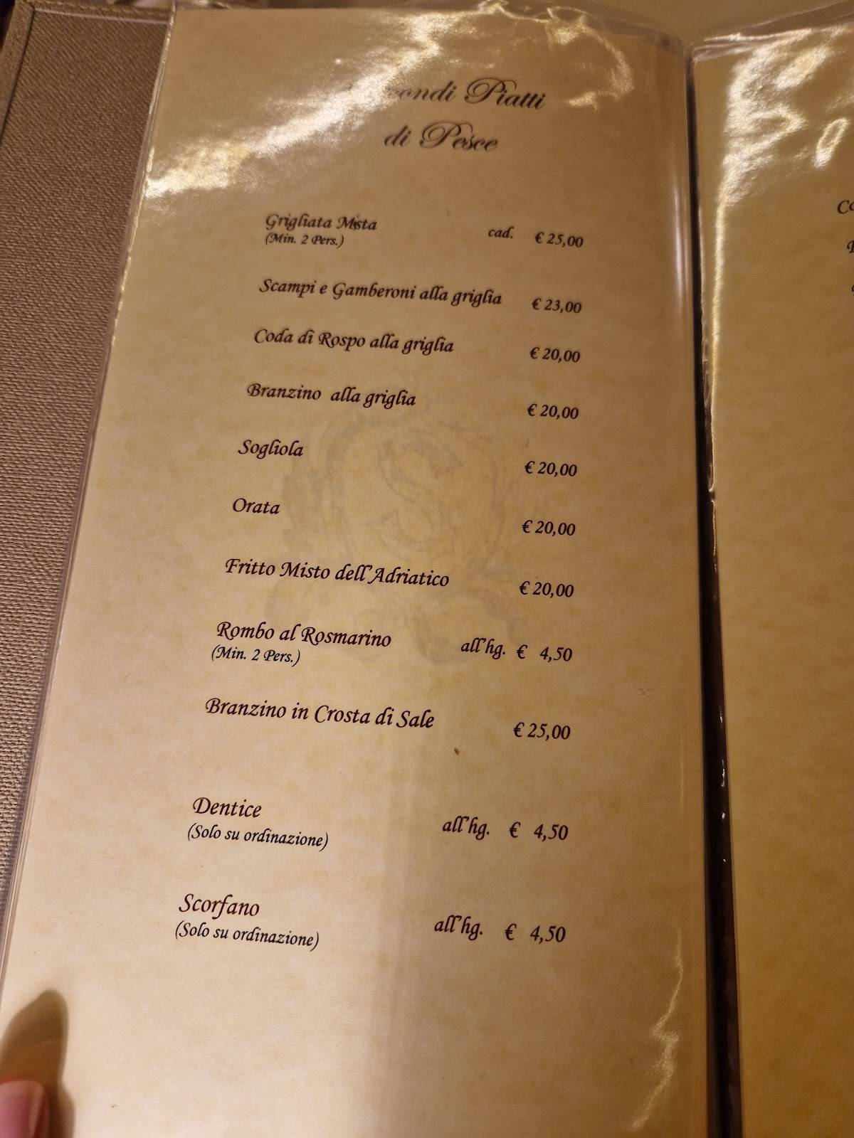 Menu di Ristorante La Cicala Villa Ferro 