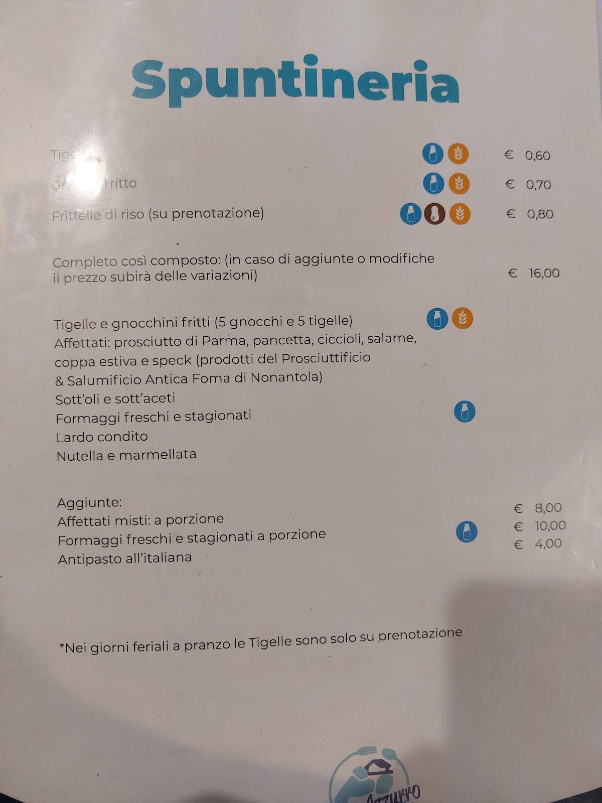Menu di Ristorante Lago Azzurro - Pesca sportiva 