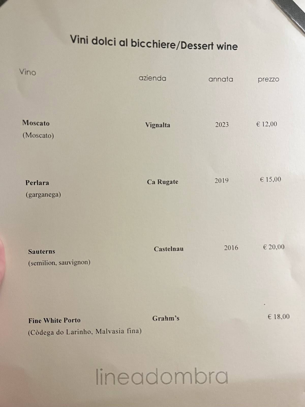 Menu di Ristorante Lineadombra 