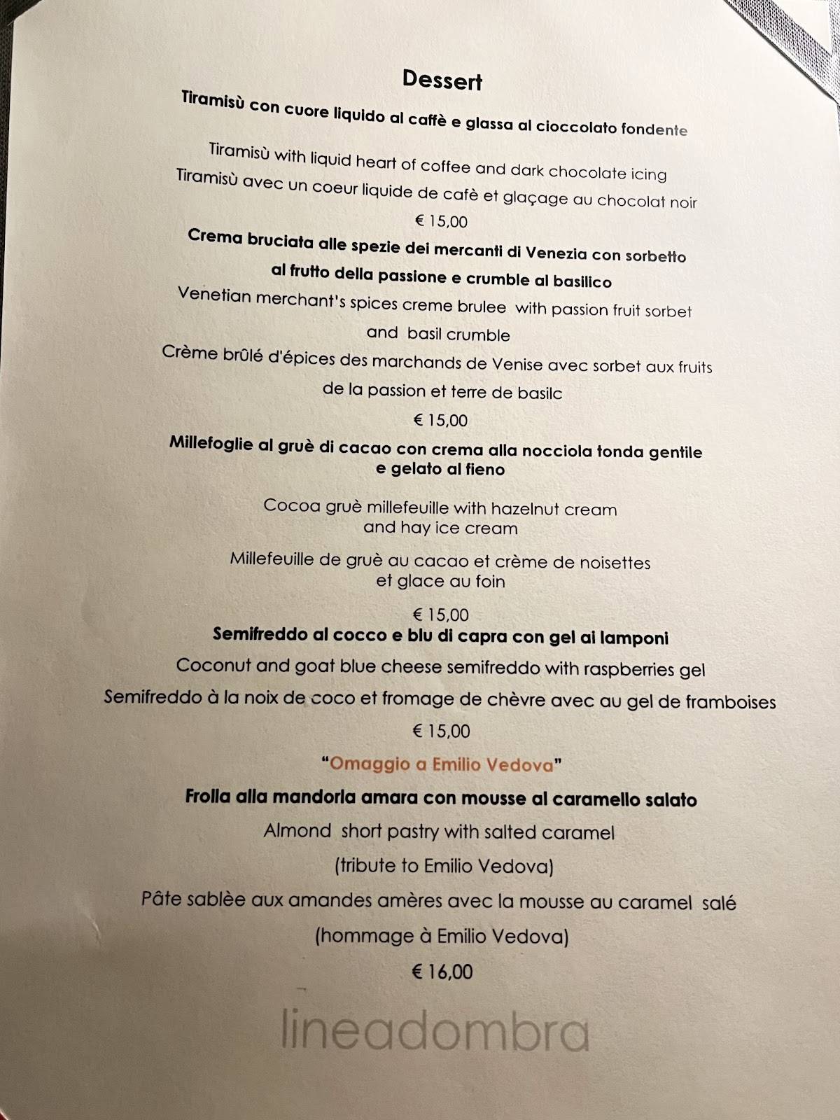 Menu di Ristorante Lineadombra 