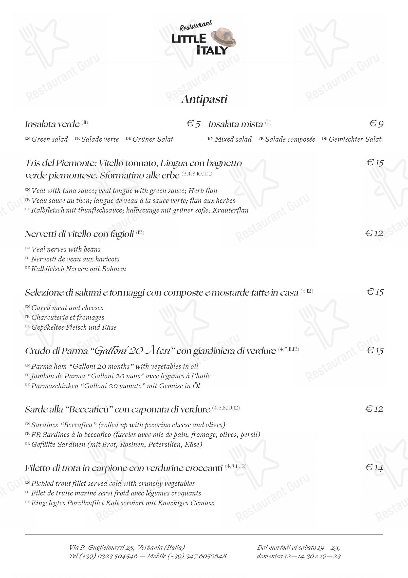 Ristorante Little Italy dans Verbania - Menu bar