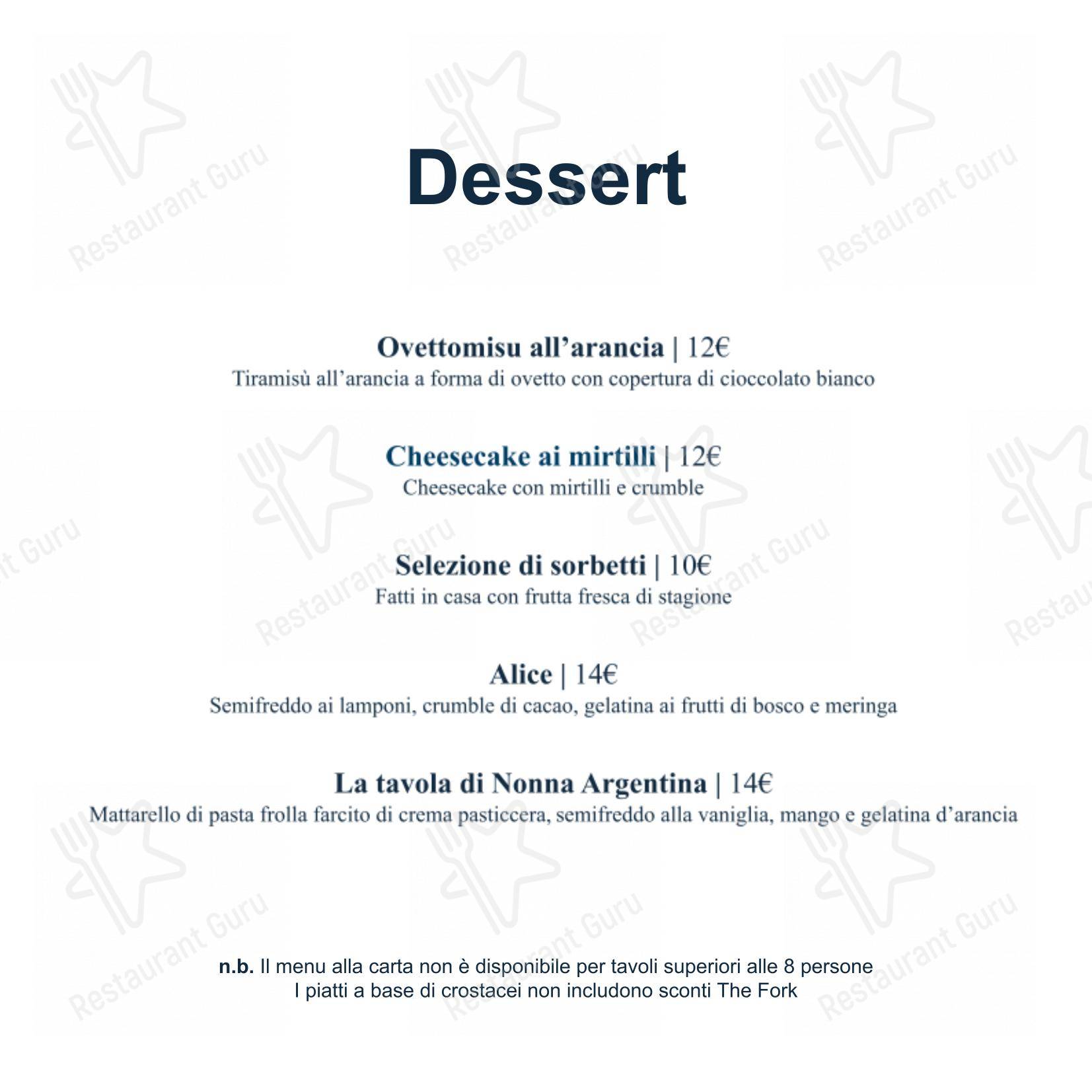 Ristorante Livello1 in Roma - Menu
