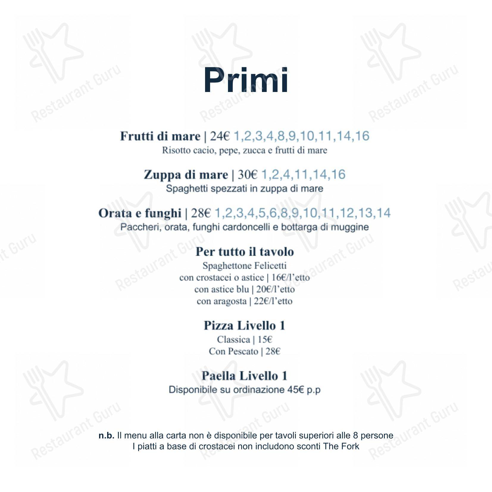 Menu per Ristorante Livello1 pub & bar