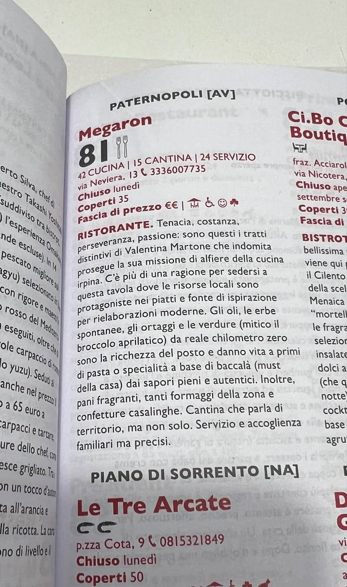 Menu di Ristorante Megaron 