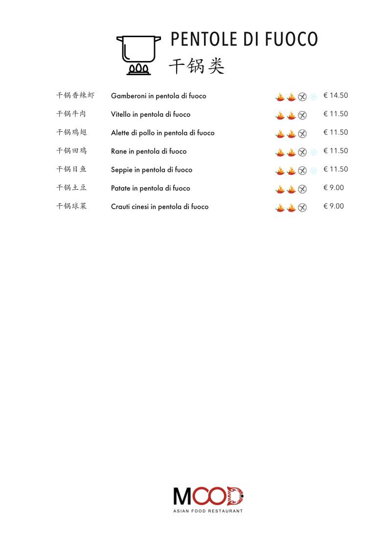 Menu di Ristorante Mood 