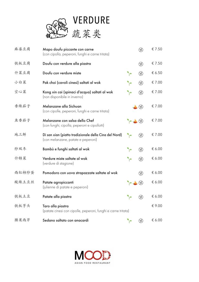 Menu di Ristorante Mood 