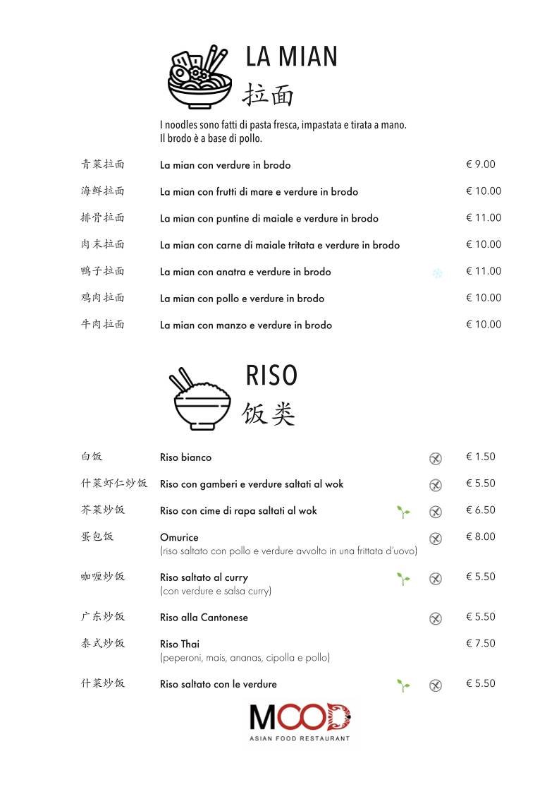 Menu di Ristorante Mood 