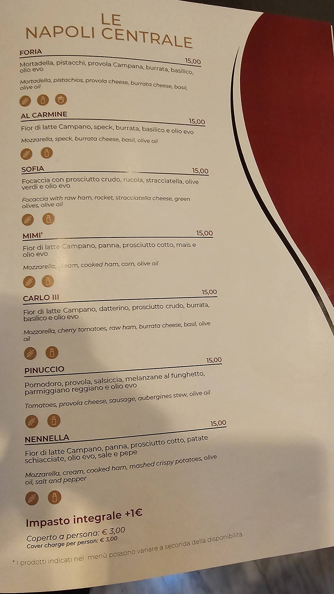 Menu di Ristorante Napoli Centrale 