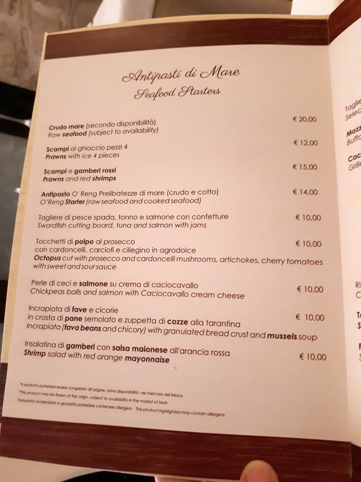 Menu di O Reng 