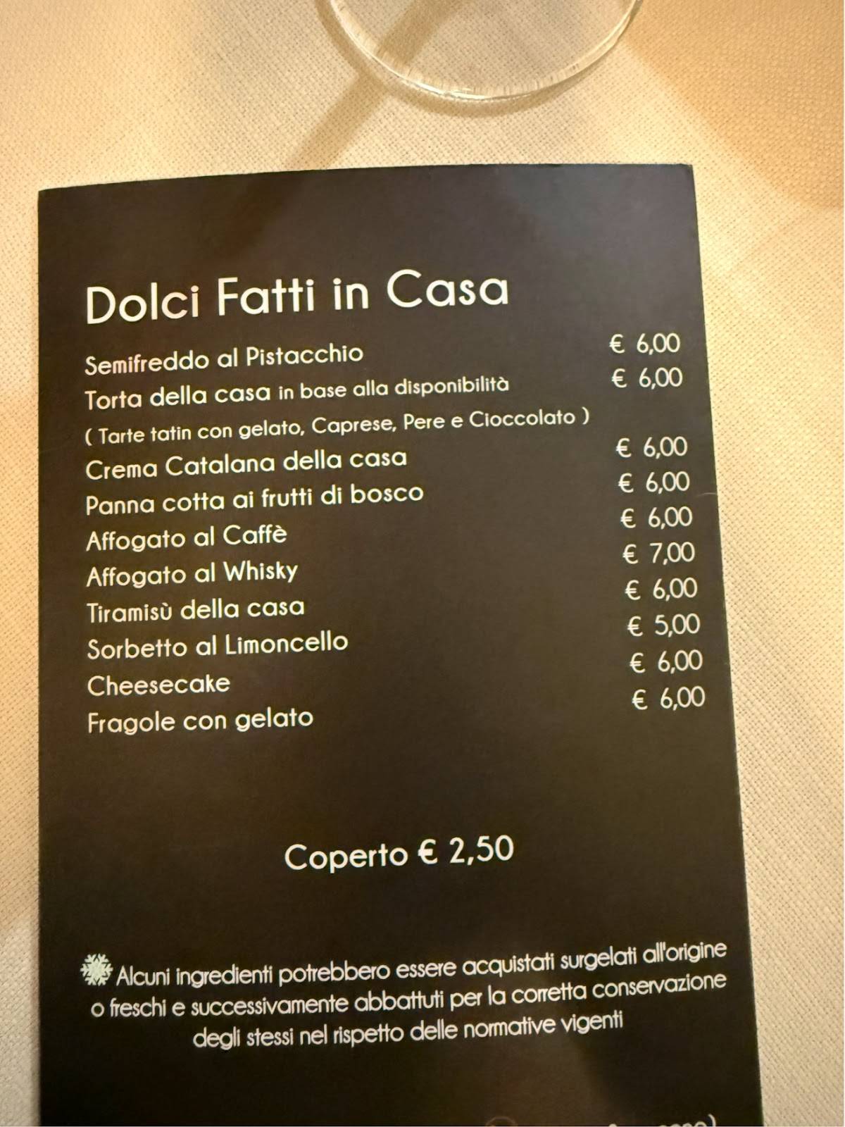Menu di Ristorante Pasta e Basta 