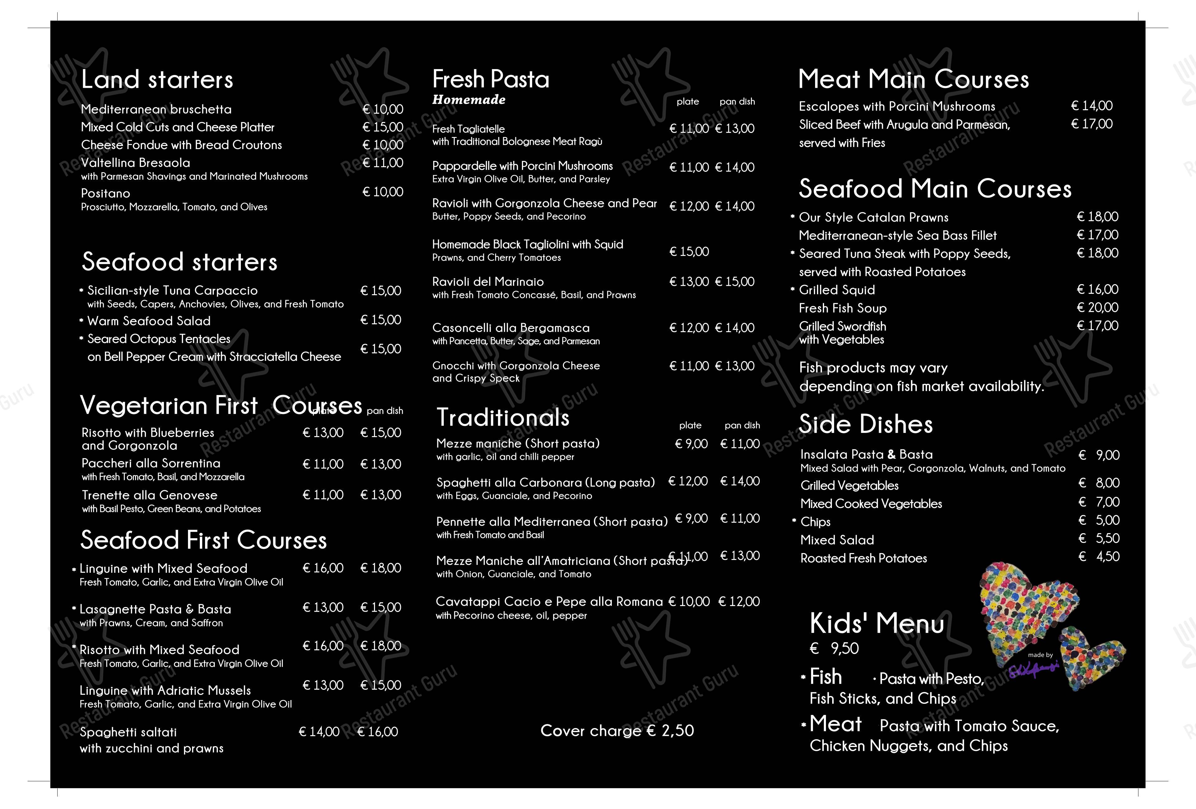 Menu di Ristorante Pasta e Basta - Menu bar