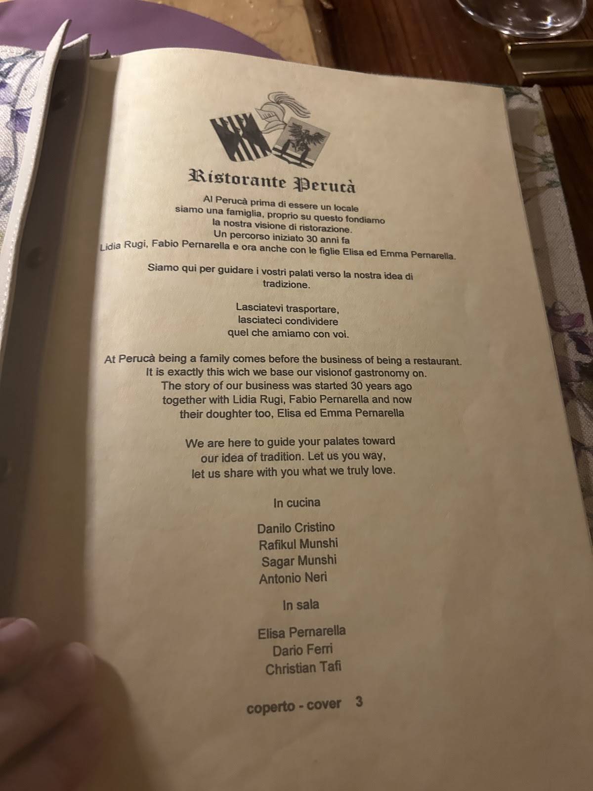 Menu di Ristorante Perucà 